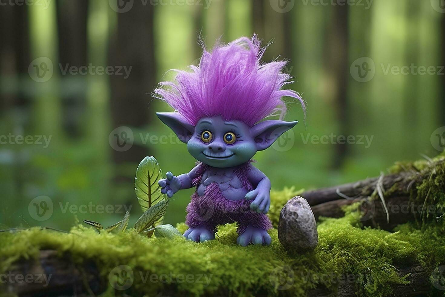 ai generiert Geschichte Troll mit Kristalle im das Wald, natürlich Grün Hintergrund. generativ ai foto