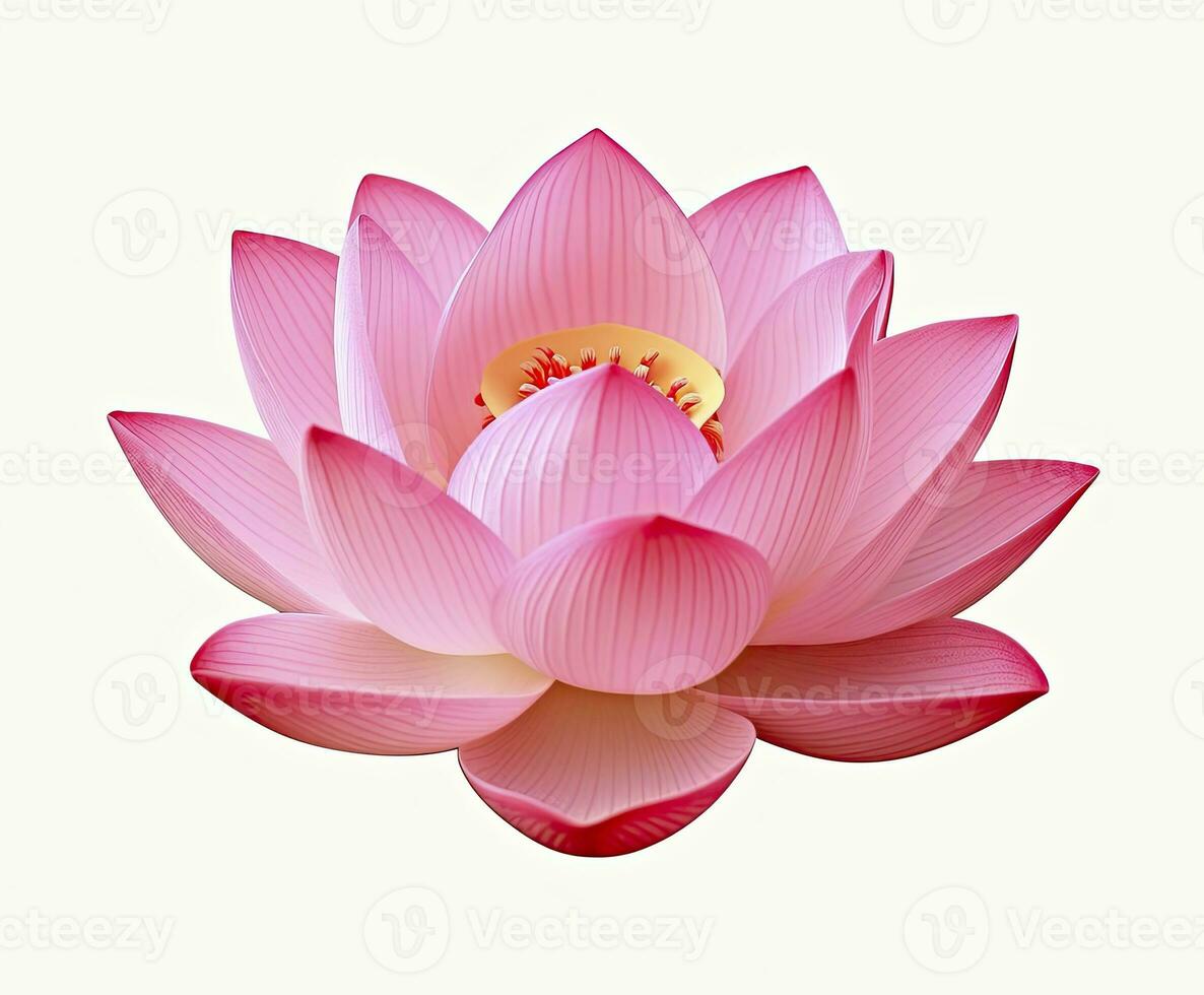 ai generiert Lotus Blume auf Weiß Hintergrund. ai generiert foto