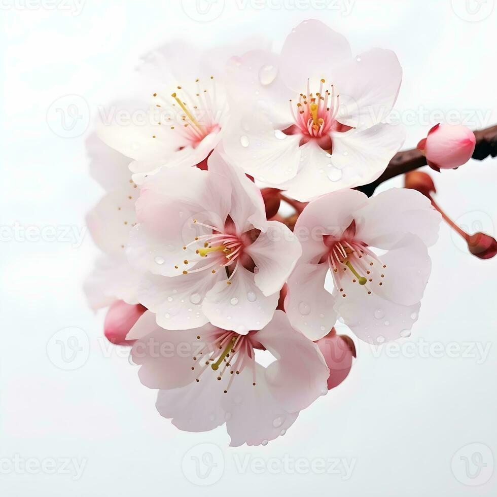 ai generiert Sakura Blumen isoliert auf Weiß Hintergrund foto