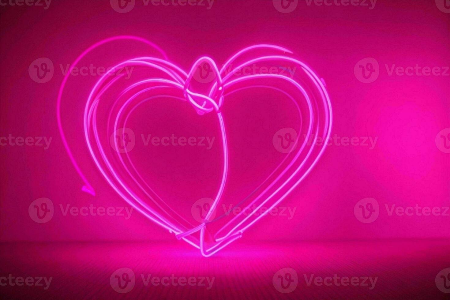 ai generiert Neon- Herz mit ein glühen. Valentinsgrüße Tag. Mutter Tag Jubiläum. Profi Foto