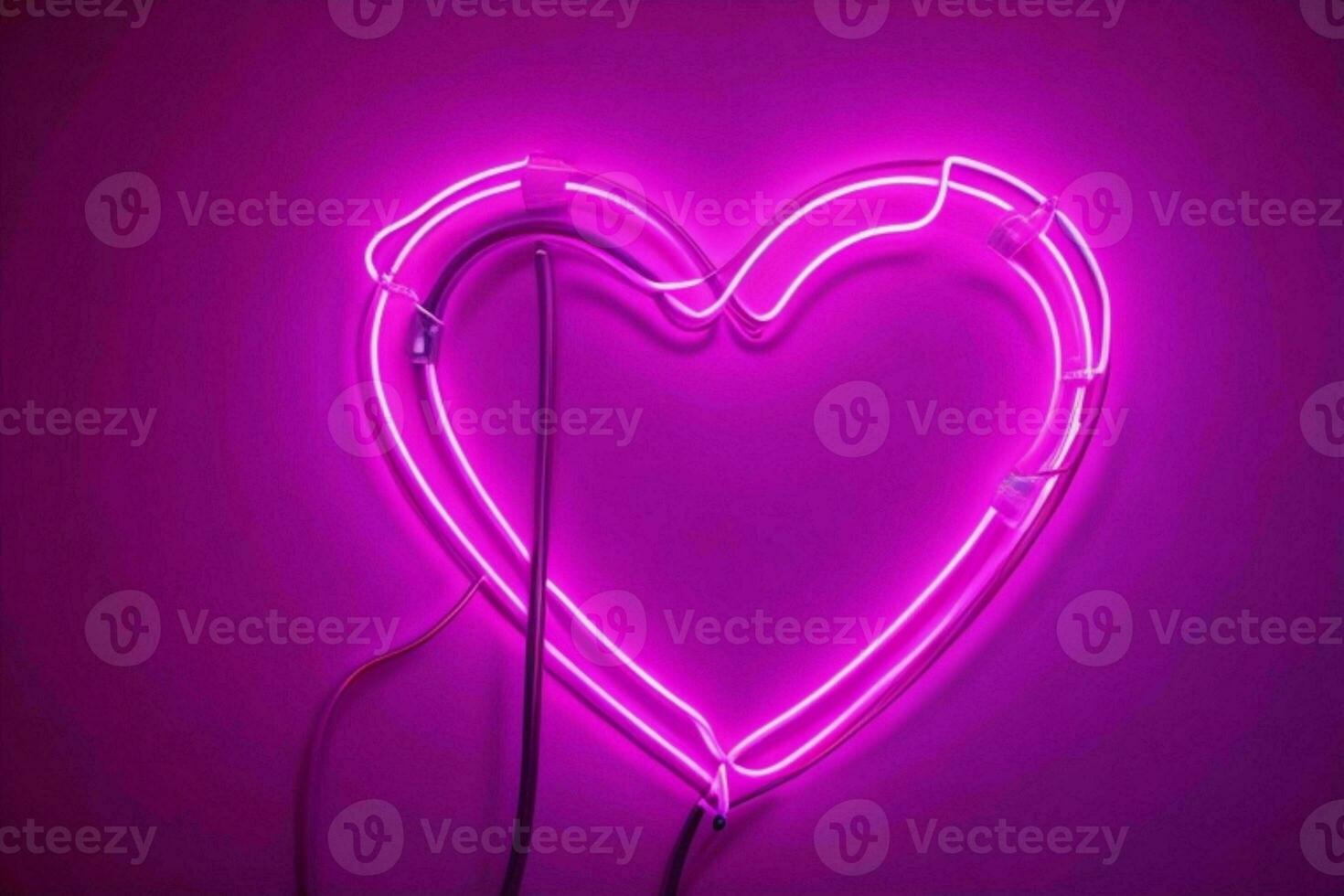 ai generiert Neon- Herz mit ein glühen. Valentinsgrüße Tag. Mutter Tag Jubiläum. Profi Foto