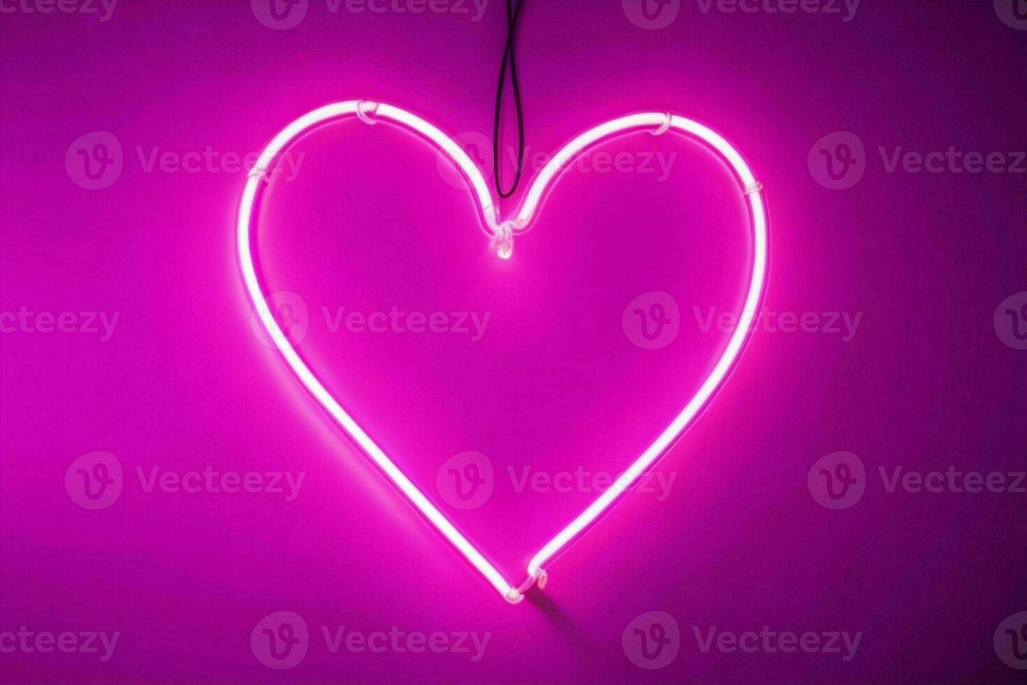 ai generiert Neon- Herz mit ein glühen. Valentinsgrüße Tag. Mutter Tag Jubiläum. Profi Foto