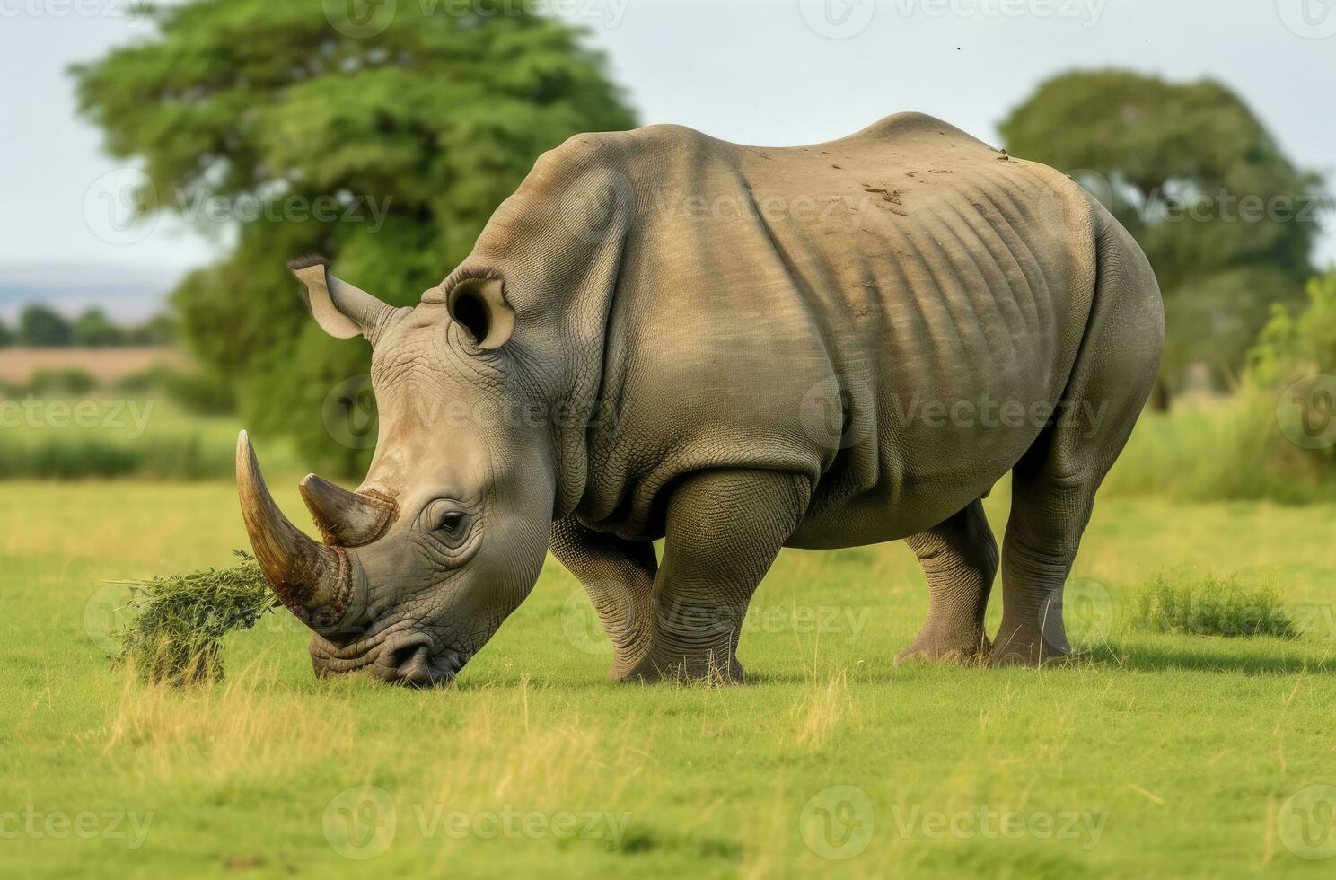 ai generiert Weiß Nashorn Weiden. ai generiert foto