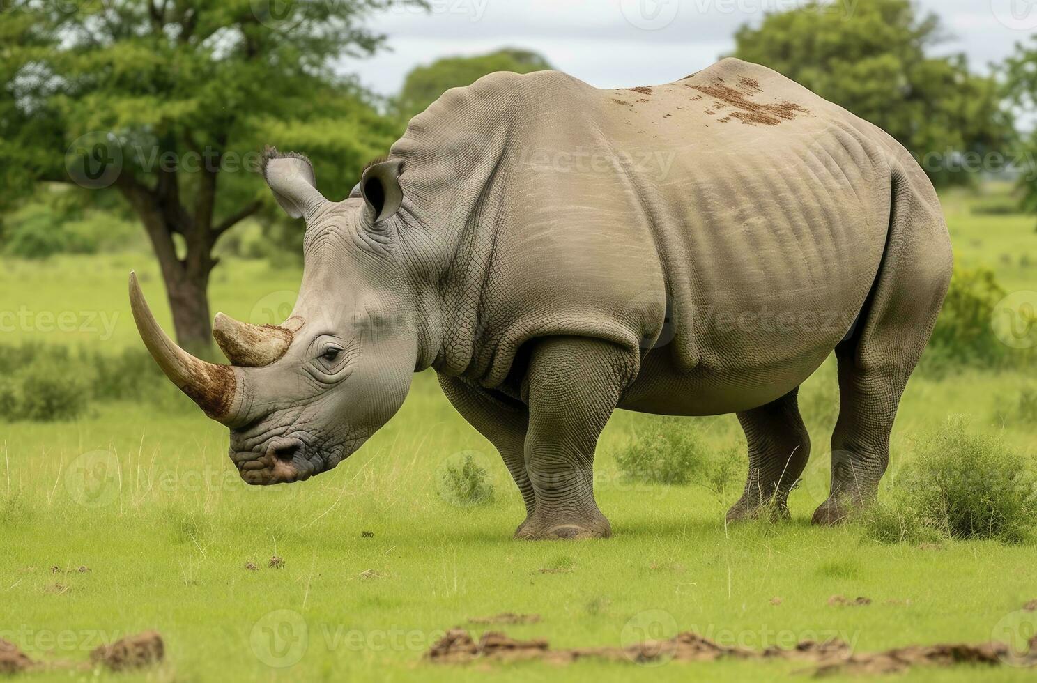 ai generiert Weiß Nashorn Weiden. ai generiert foto