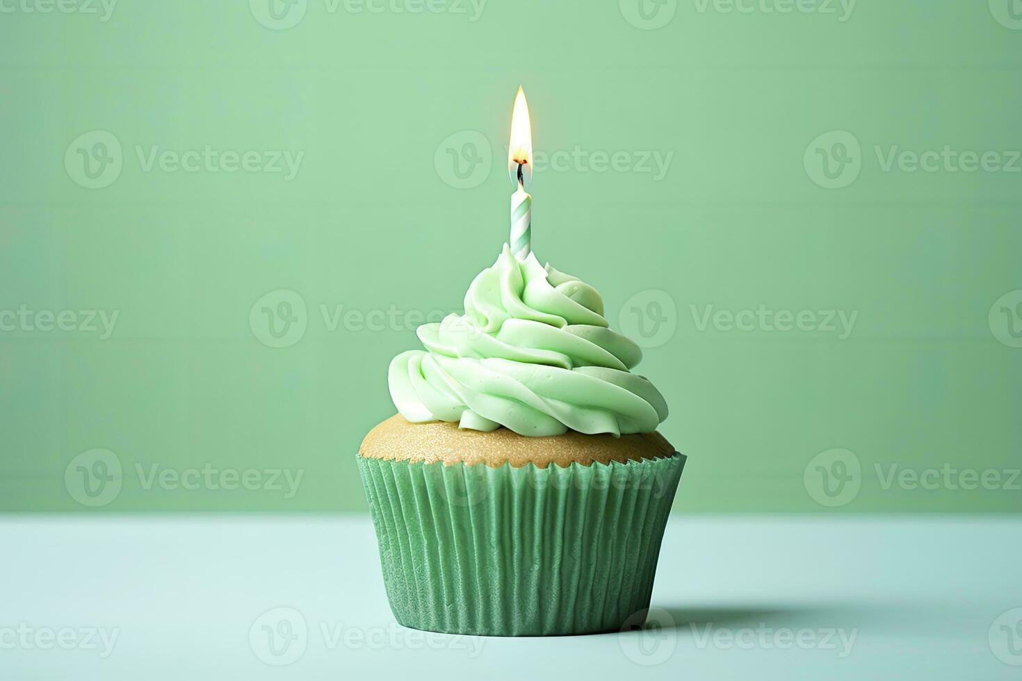 ai generiert glücklich Geburtstag Cupcake mit Kerze. ai generiert foto