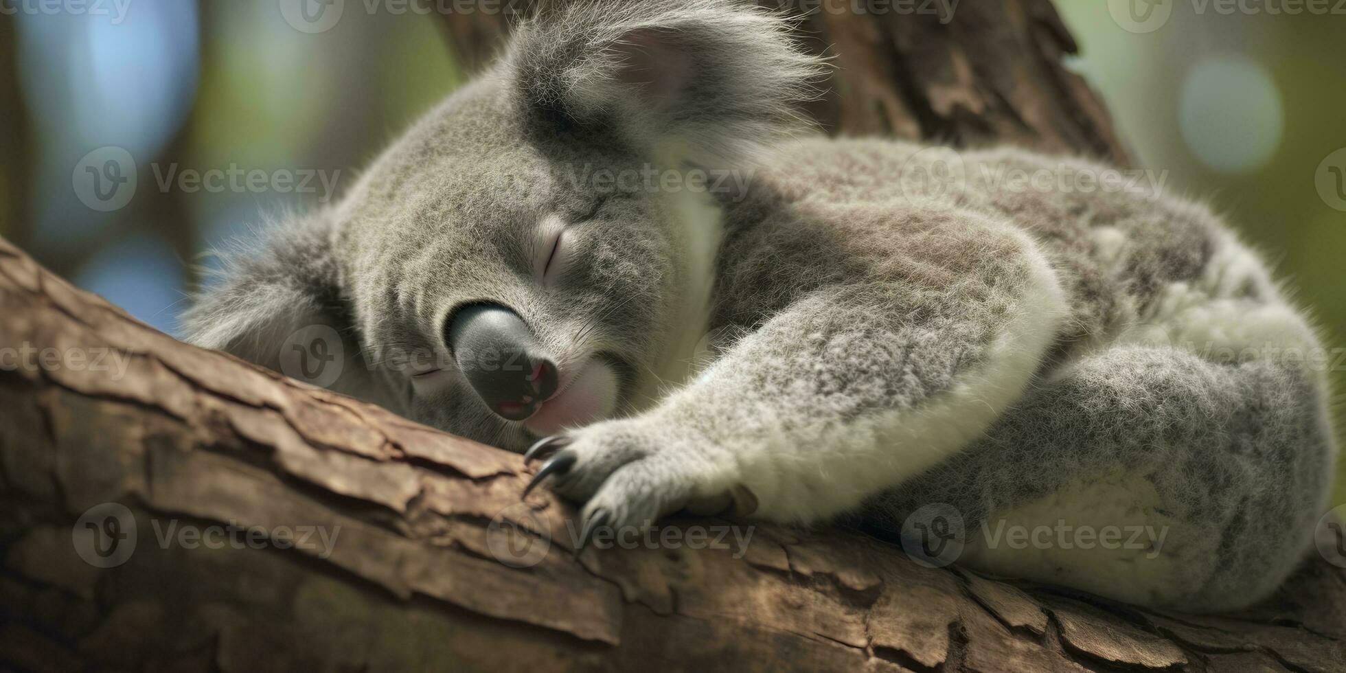 ai generiert Koala schlafend im Baum. ai generiert foto