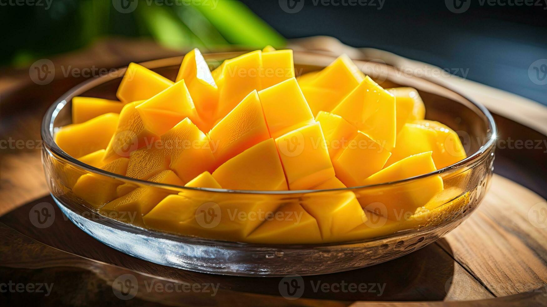 ai generiert köstlich Mango Scheibe auf das Schüssel ai generativ foto