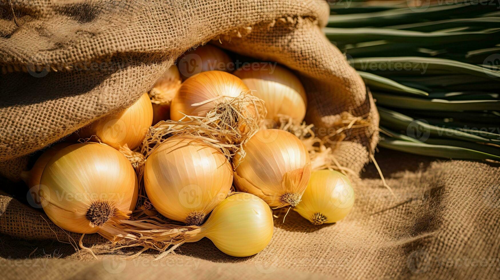 ai generiert Porträt Knoblauch mit Sack auf das Feld ai generativ foto