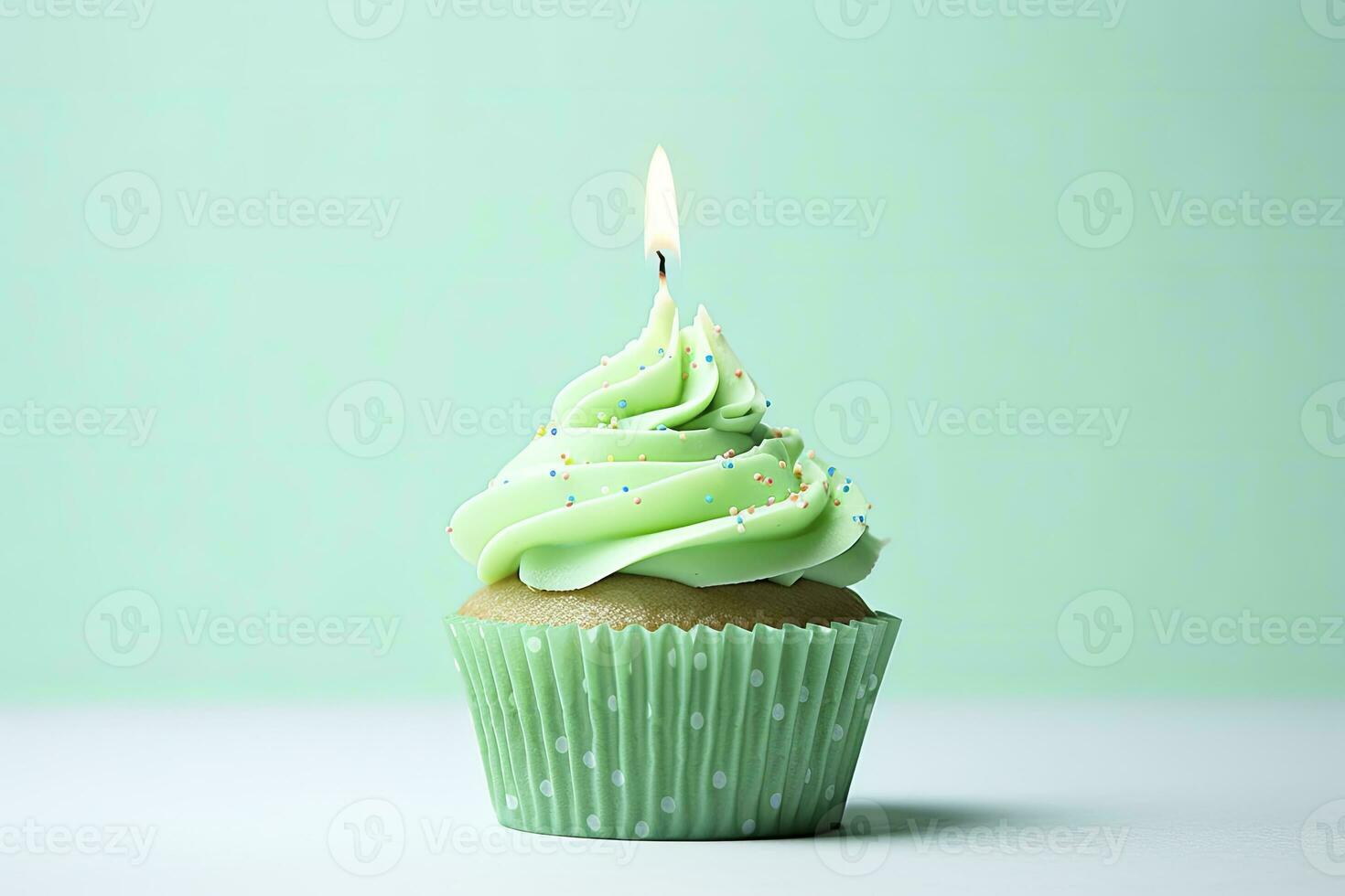 ai generiert glücklich Geburtstag Cupcake mit Kerze. ai generiert foto