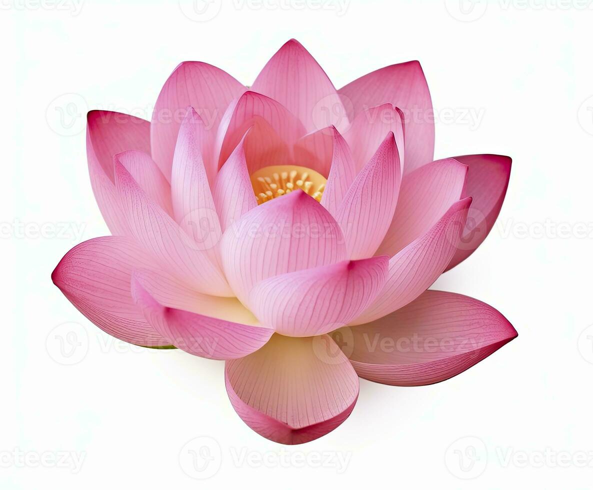 ai generiert Lotus Blume auf Weiß Hintergrund. ai generiert foto