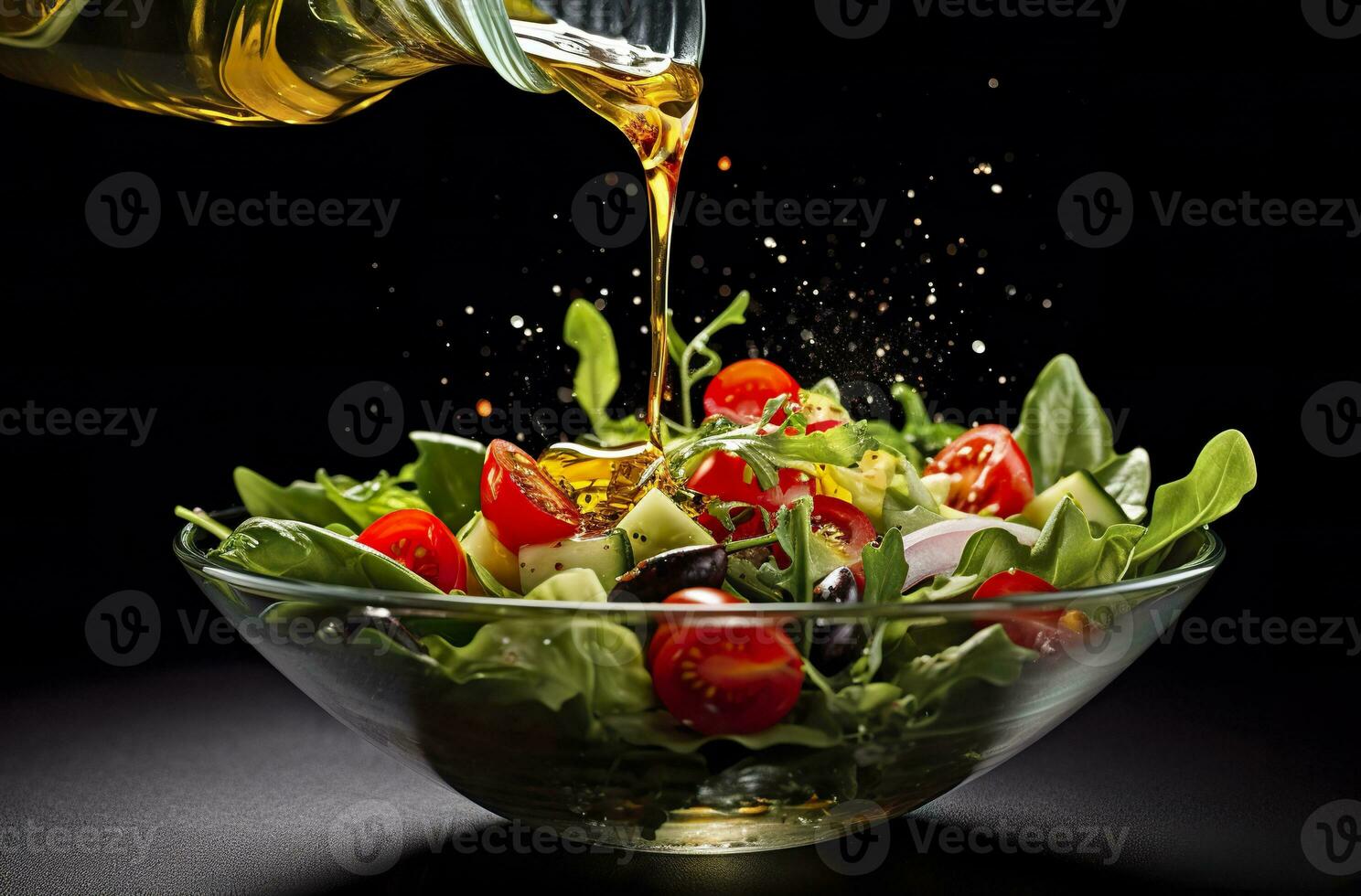 ai generiert Gesundheit Leistungen von gesund Salat, im das Stil von präzise Detaillierung, glatt und glänzend. ai generiert foto