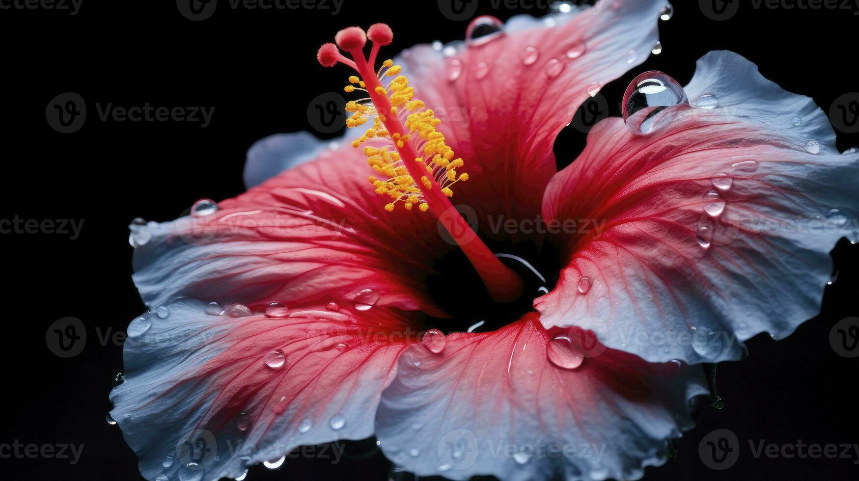 ai generiert ein Hibiskus Blume mit ein schwarz hintergrund.ai generiert. foto