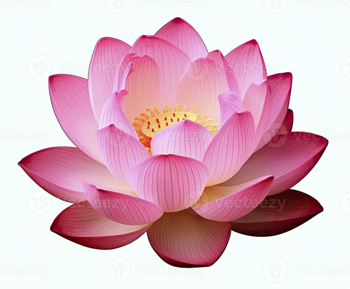 ai generiert Lotus Blume auf Weiß Hintergrund. ai generiert foto