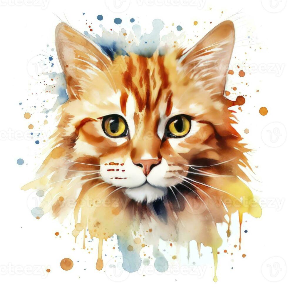 ai generiert Aquarell Katze Clip Kunst auf Weiß Hintergrund. ai generiert foto