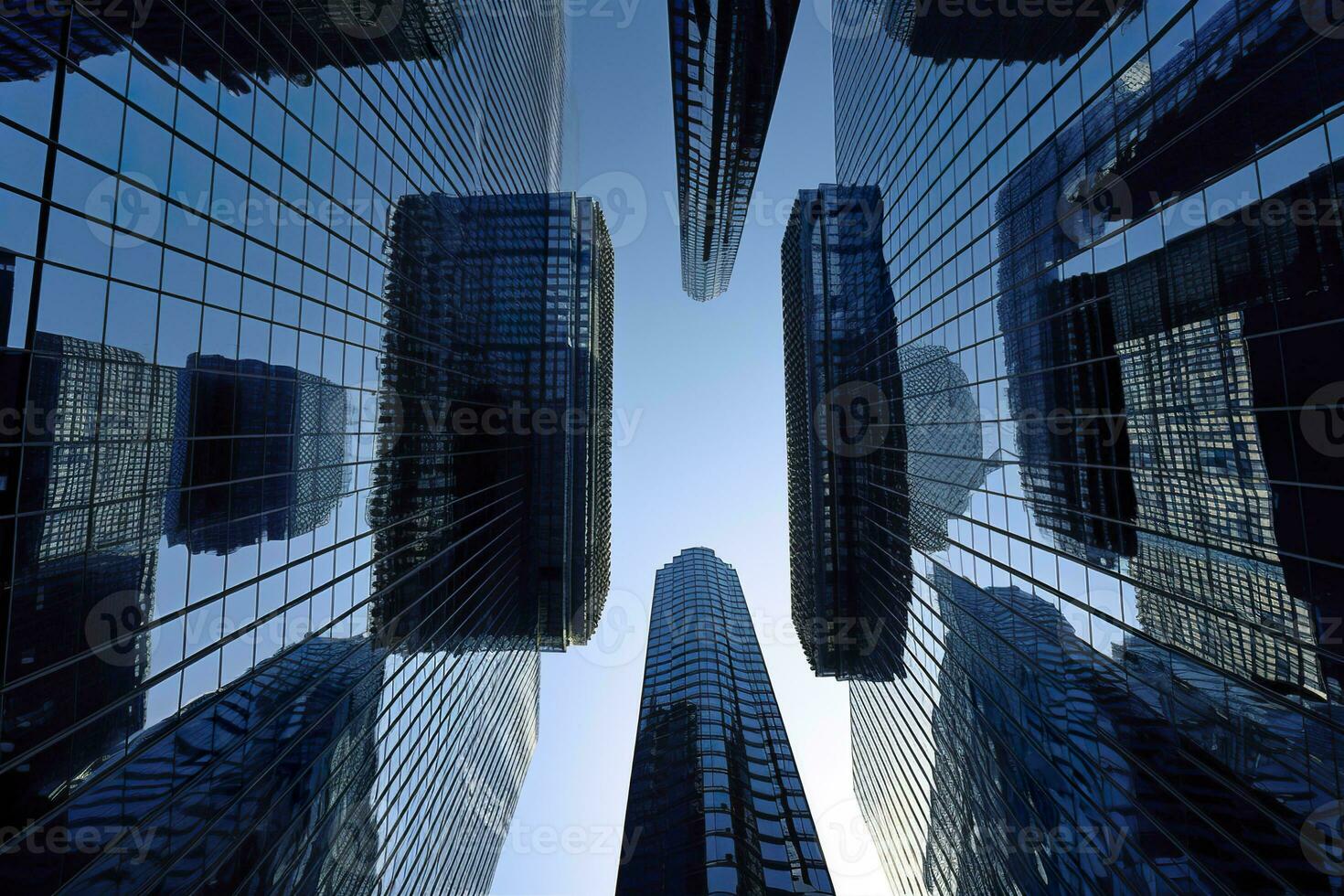 ai generiert reflektierend Wolkenkratzer, Geschäft Büro Gebäude. ai generiert foto