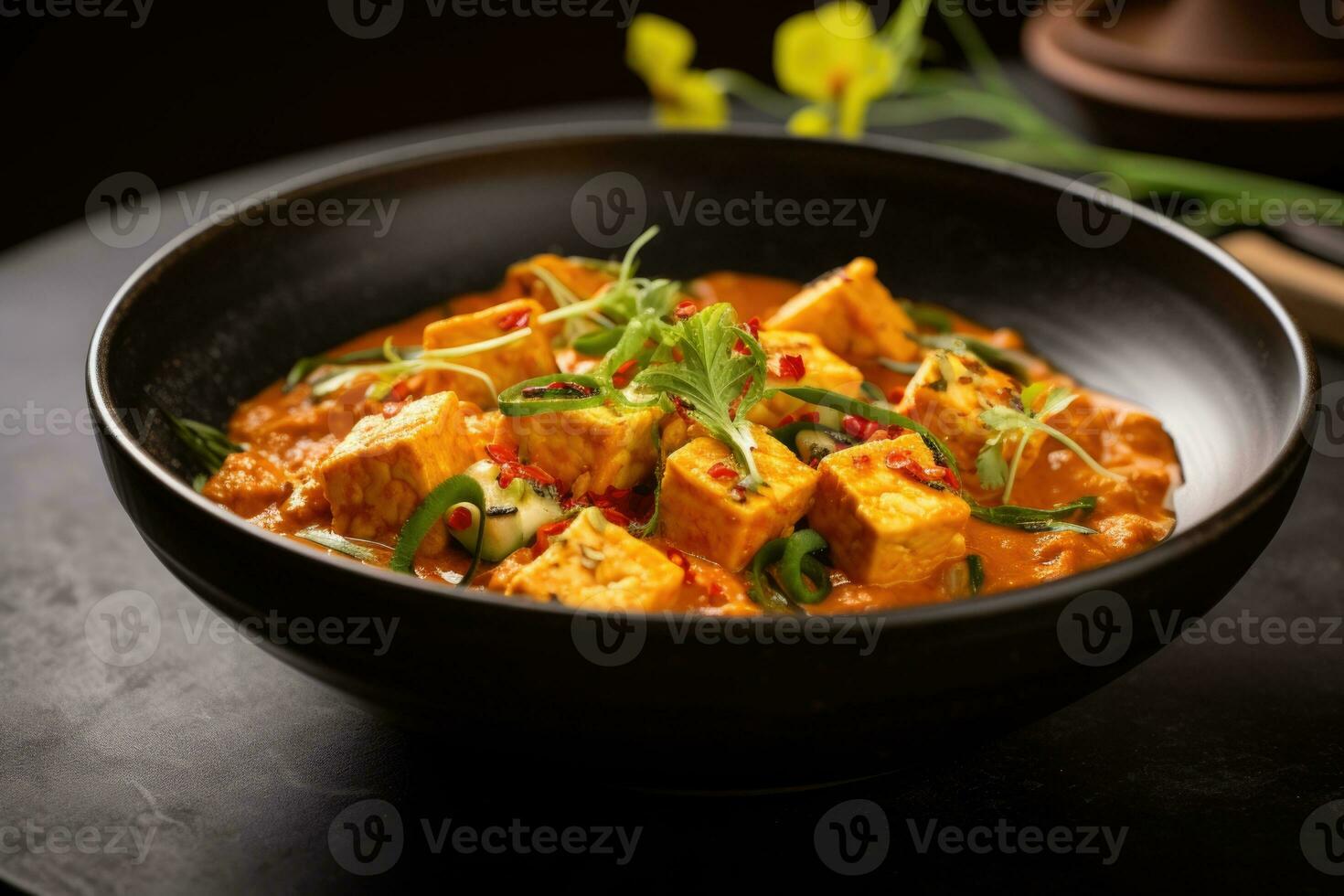 ai generiert Weg Curry Tofu Curry foto