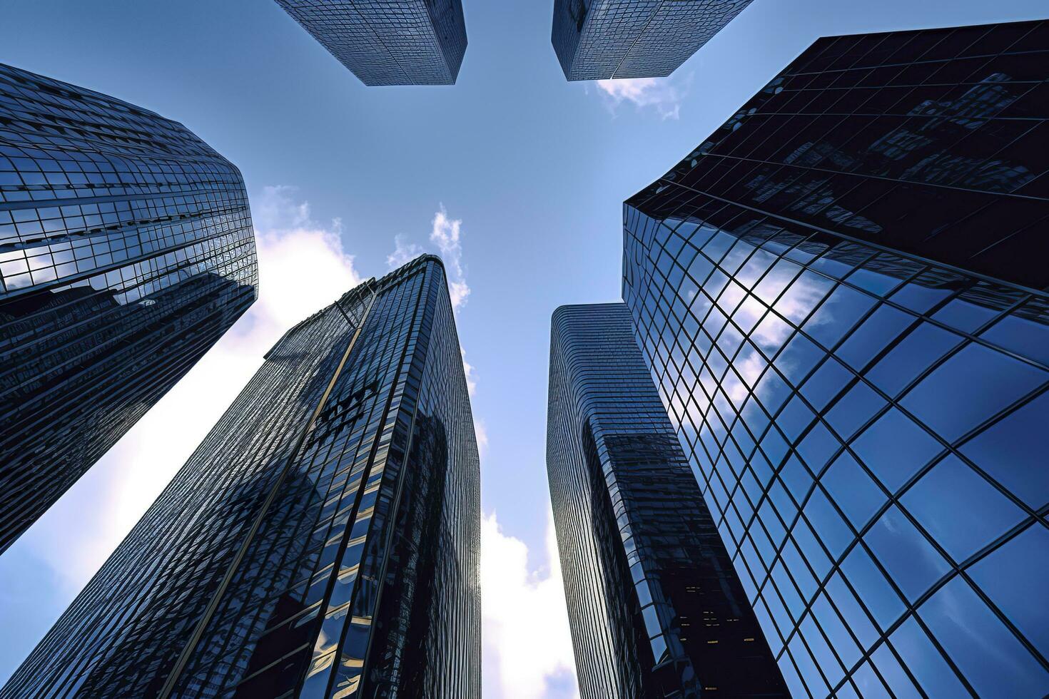 ai generiert reflektierend Wolkenkratzer, Geschäft Büro Gebäude. ai generiert foto