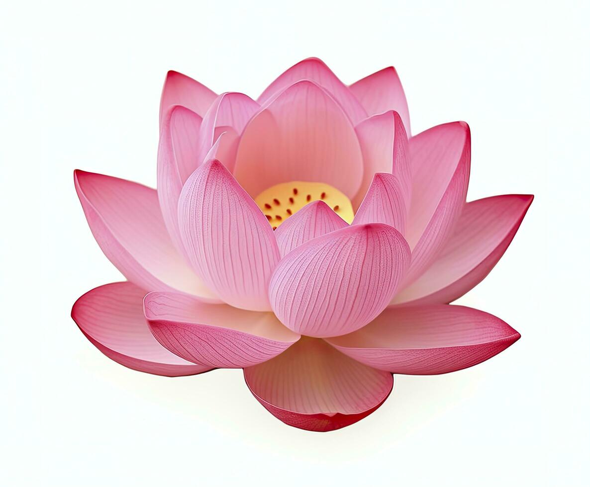 ai generiert Lotus Blume auf Weiß Hintergrund. ai generiert foto