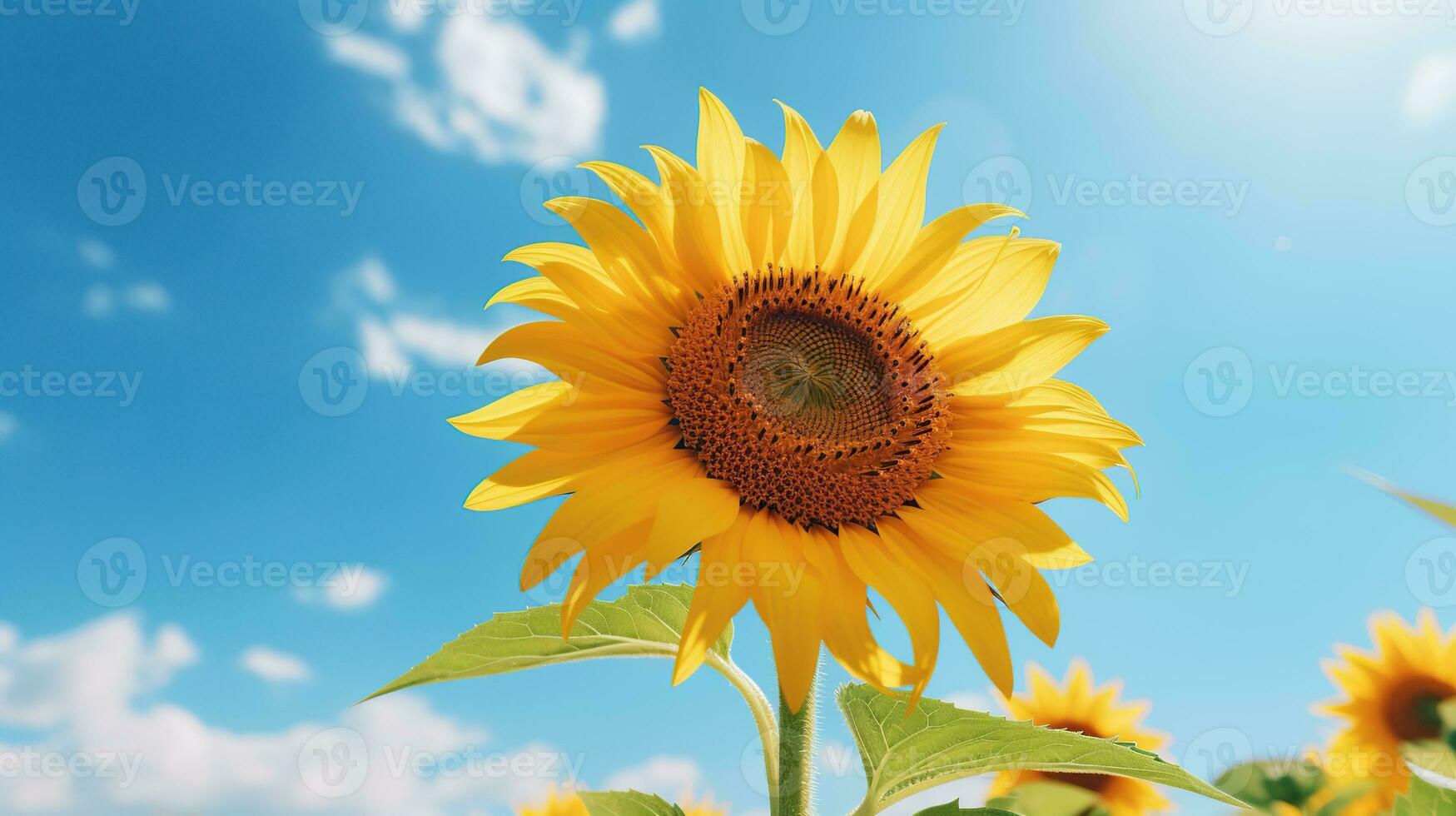 ai generiert Sonnenblumen auf Feld, Blume, Garten, Botanik, Landwirtschaft foto