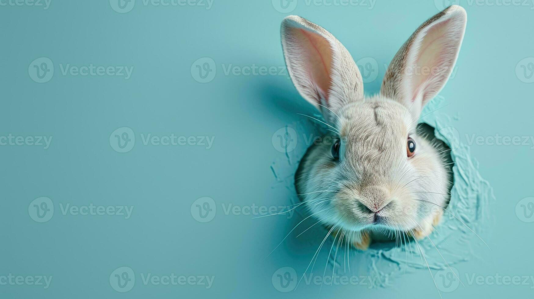 ai generiert bezaubernd Ostern Hase mit Ostern Eier, bunt Ostern Eier, Banner und Hintergrund foto