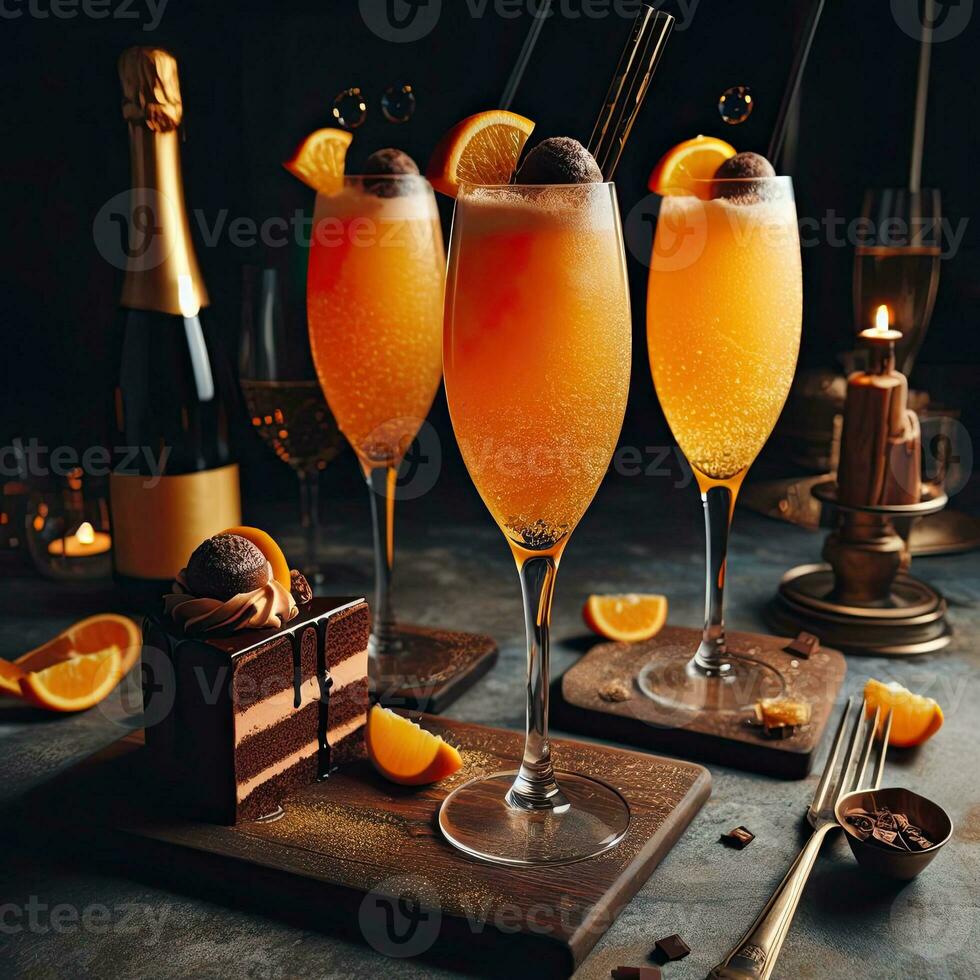 ai generiert frisch Orange Cocktail auf das Tabelle ai generativ foto