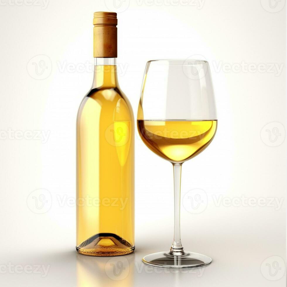 ai generiert fotorealistisch Foto von golden Wein auf ein Weiß Hintergrund