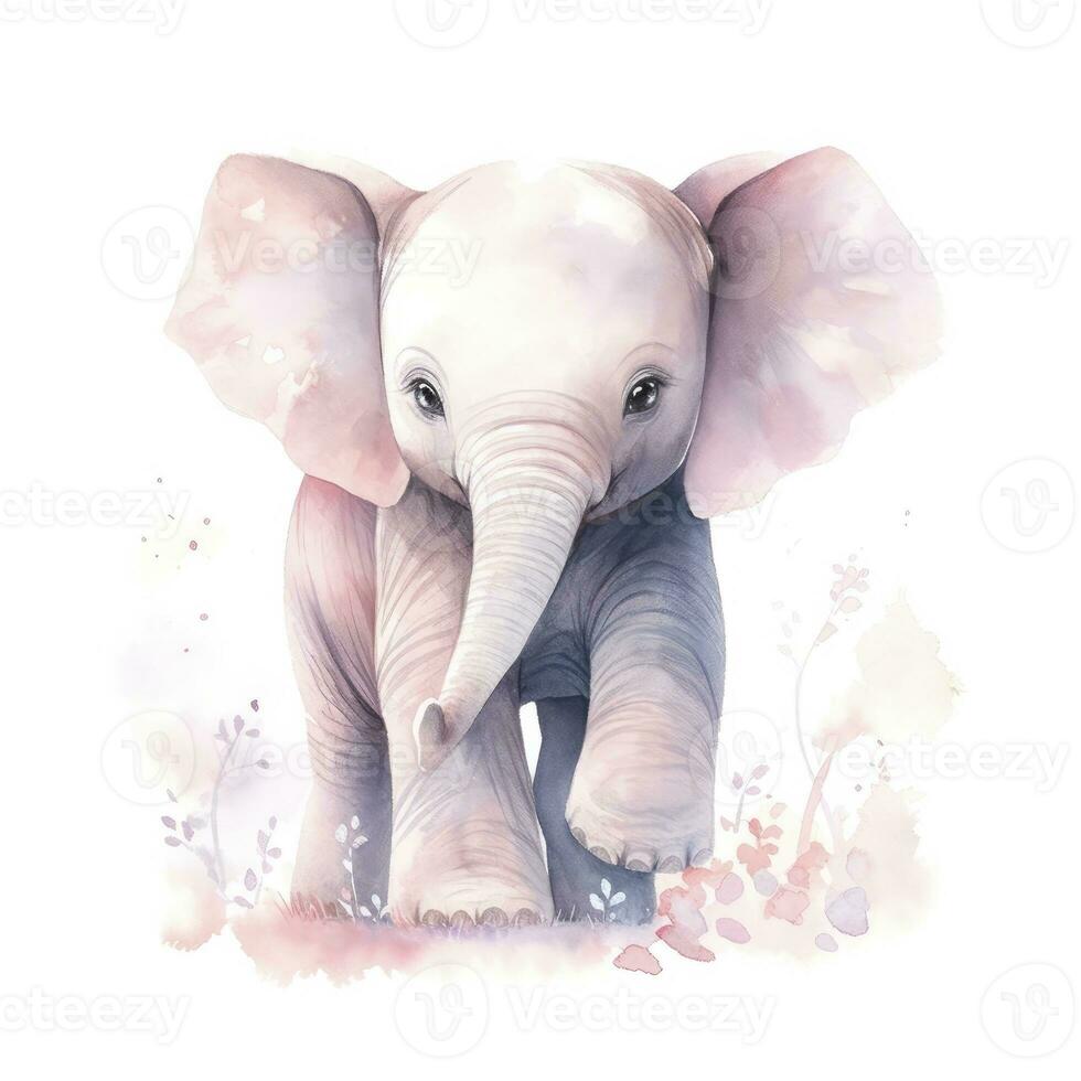 ai generiert Aquarell Baby Elefant. ai generiert foto