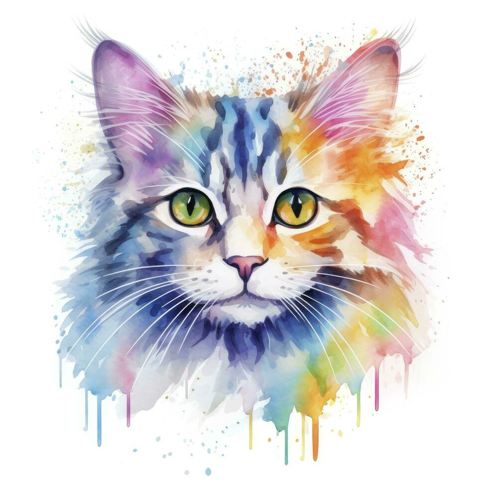 ai generiert Aquarell Katze Clip Kunst auf Weiß Hintergrund. ai generiert foto