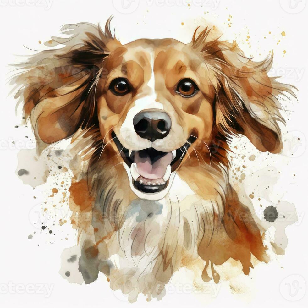 ai generiert Aquarell Hund Clip Kunst auf Weiß Hintergrund. ai generiert foto