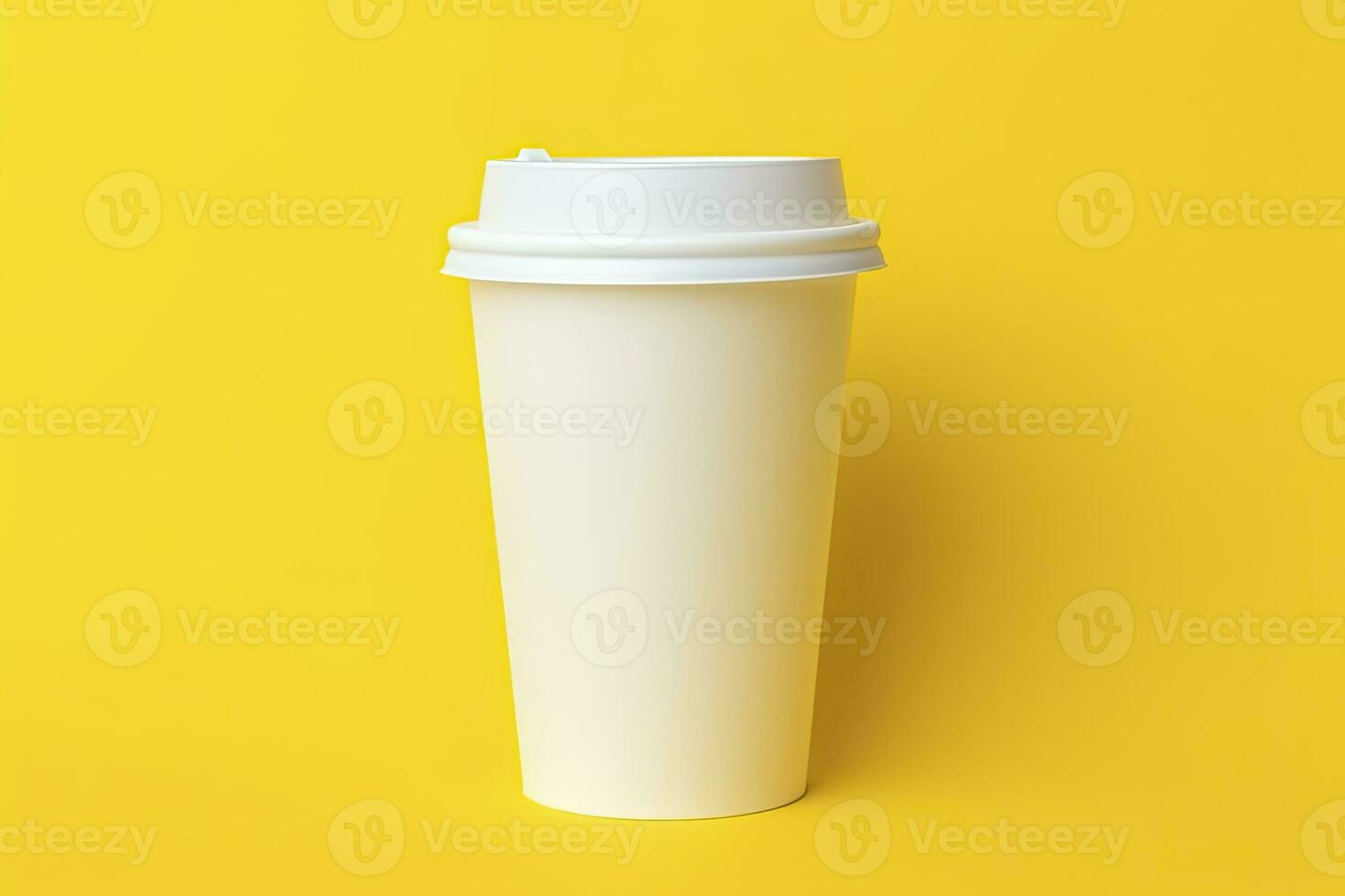 ai generiert leer Kaffee Tasse isoliert auf Gelb Hintergrund. ai generiert foto