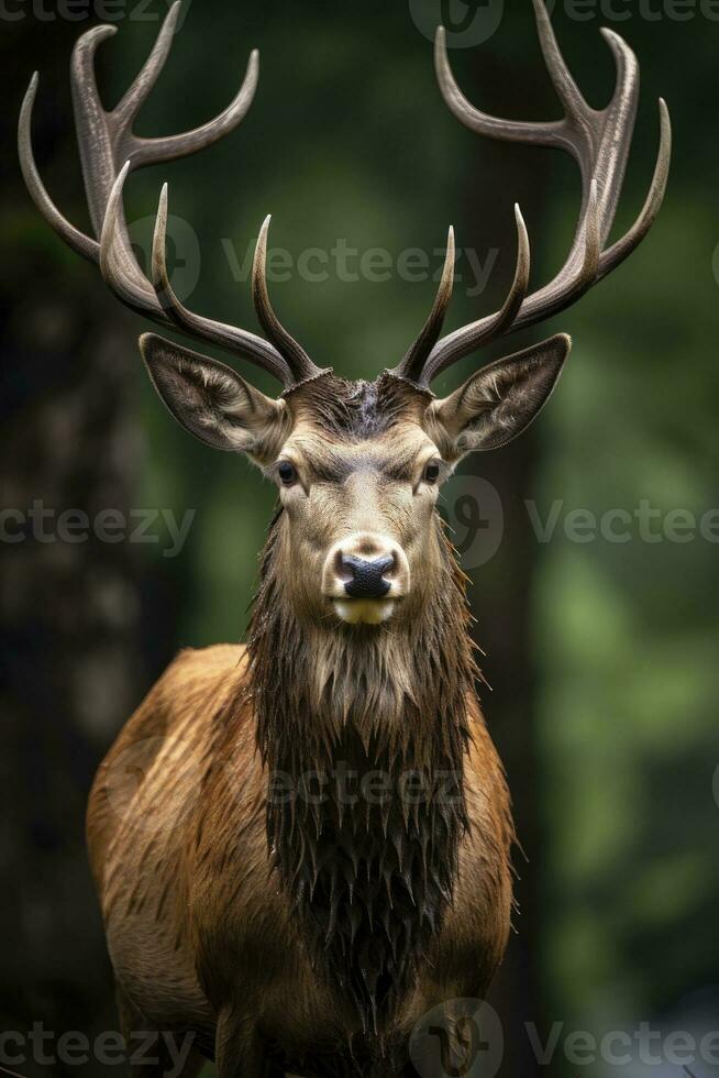 ai generiert schließen oben von rot Hirsch Hirsch. ai generiert foto