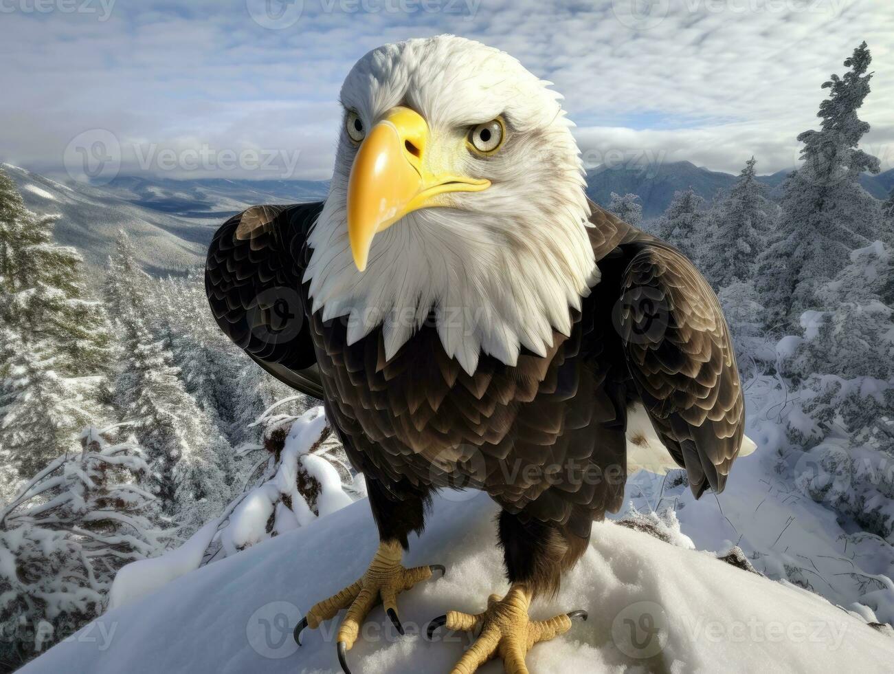 ai generiert amerikanisch kahl Adler im das Natur Hintergrund foto