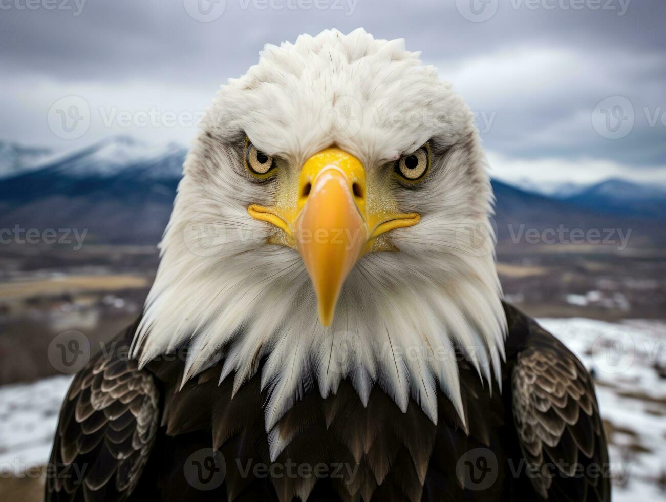 ai generiert amerikanisch kahl Adler im das Natur Hintergrund foto