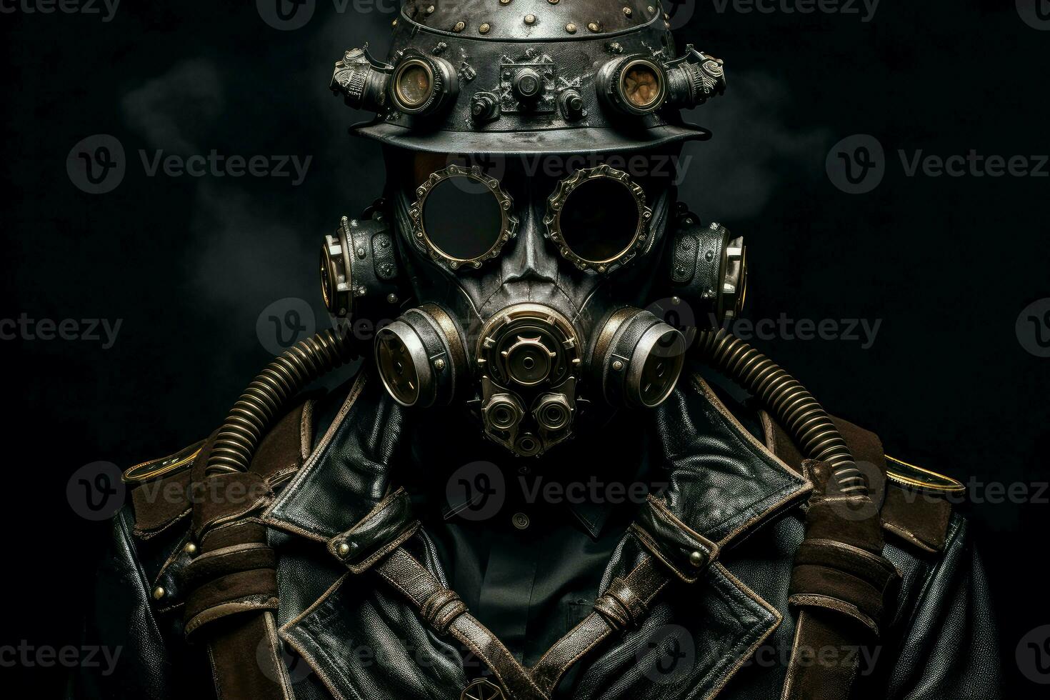 ai generiert industriell Mann Gas Maske Dampfpunk. generieren ai foto