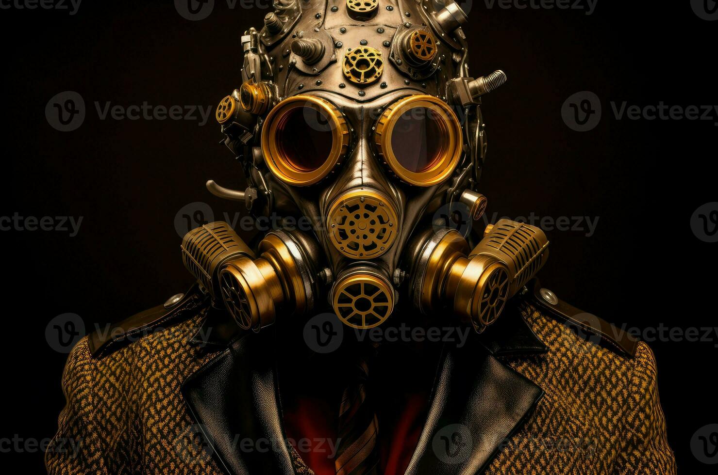 ai generiert mysteriös Mann Gas Maske Dampfpunk. generieren ai foto