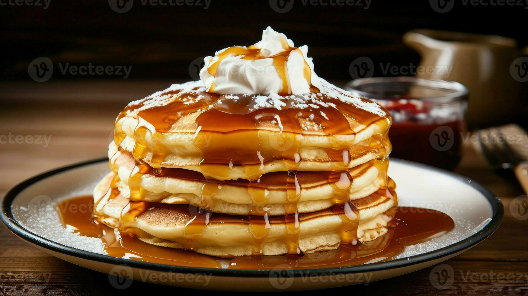 ai generiert Süss Mittagessen Pfannkuchen Essen foto