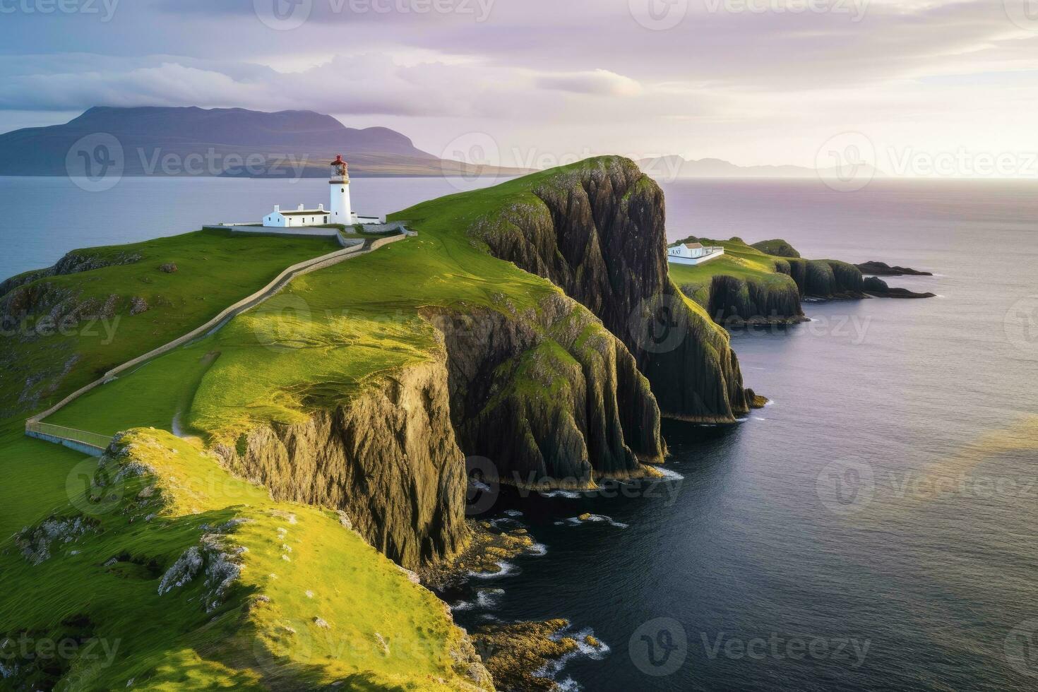 ai generiert Skye Insel Nest Punkt Leuchtturm im Hochland. ai generiert foto