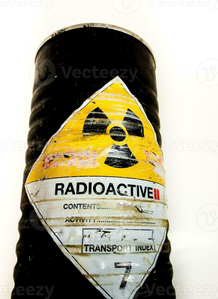 Stahlbehälter mit radioaktivem Material foto