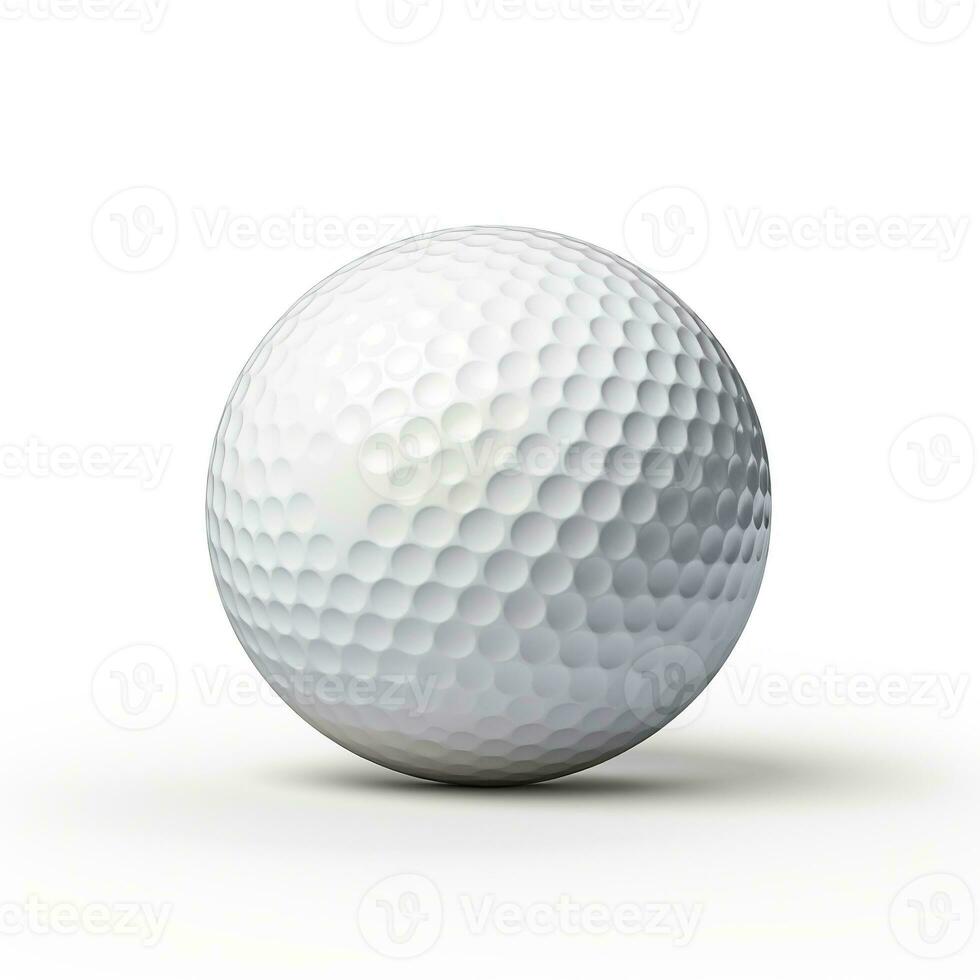 ai generiert Golf Ball auf Weiß Hintergrund. Sport, Spiel, Hobby foto