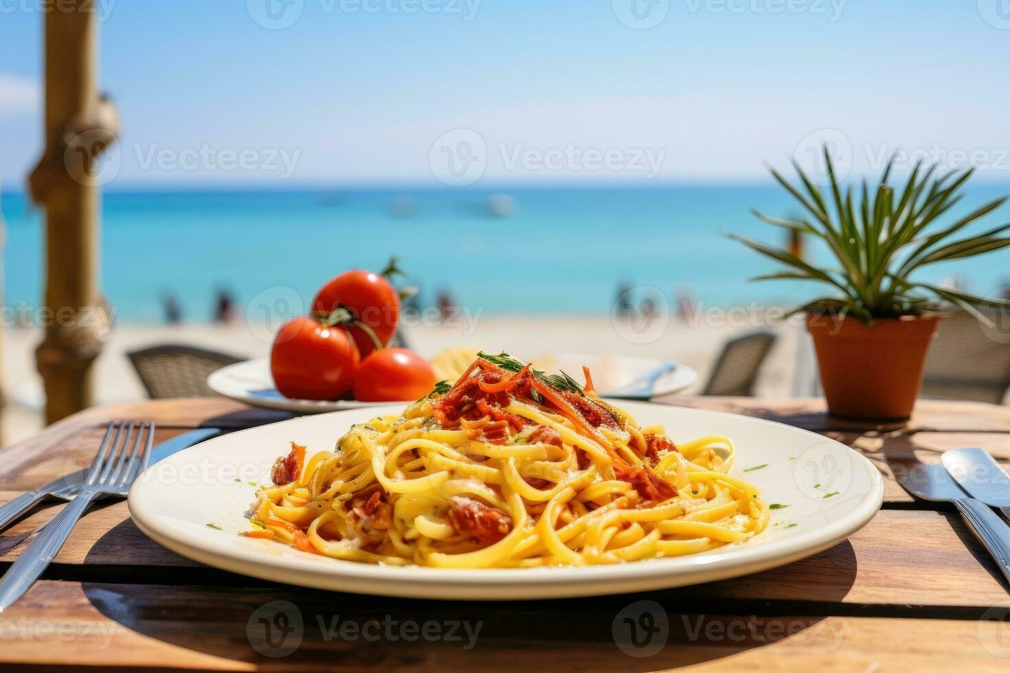 ai generiert traditionell Italienisch Gericht Spaghetti carbonara. foto