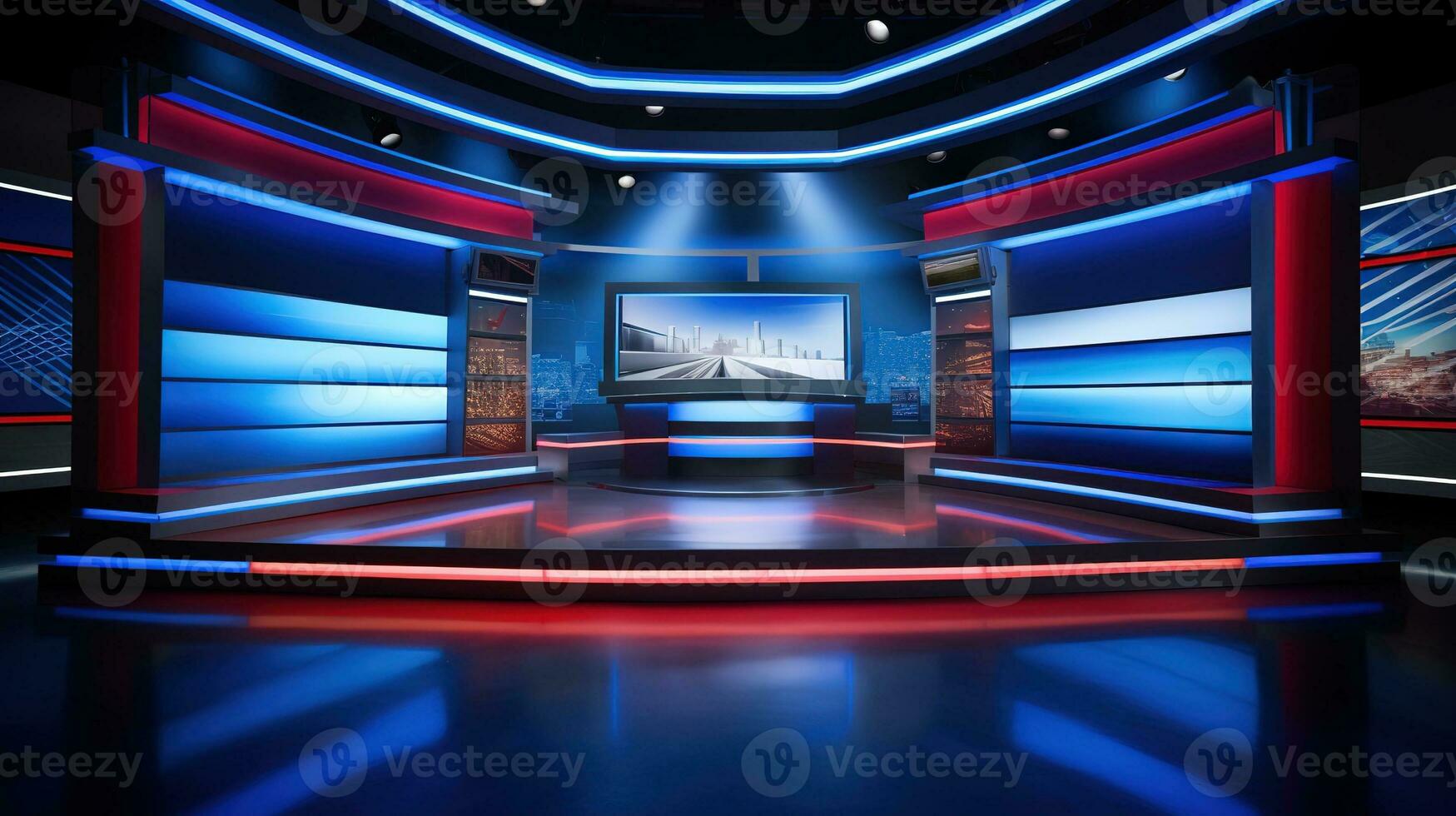 ai generiert Telenews Nachrichten Studio foto