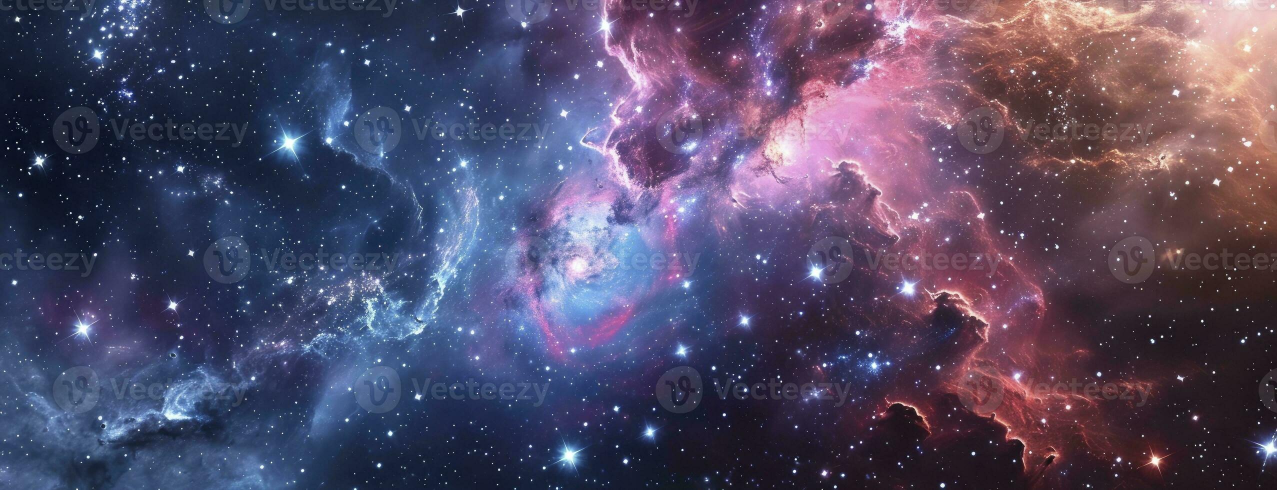 ai generiert Konzept von Netz Banner. Magie Farbe Galaxis. horizontal Raum Hintergrund mit realistisch Nebel, Sternenstaub und leuchtenden Sterne. unendlich Universum und sternenklar Nacht Himmel. foto