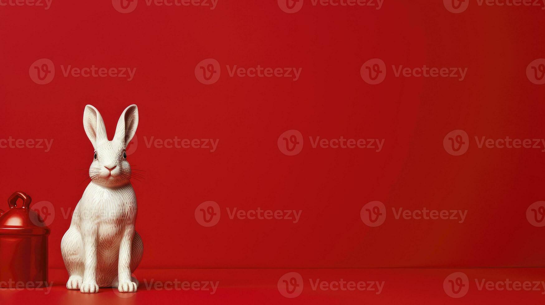 ai generiert Hase Origami isoliert auf ein rot Hintergrund foto