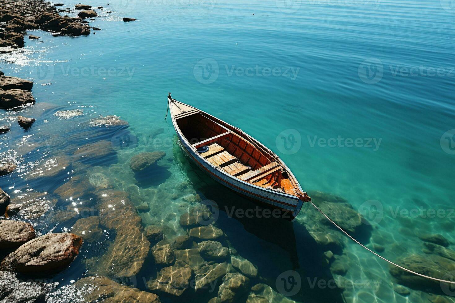 ai generiert minimalistisch Foto ein Schiff auf Meer