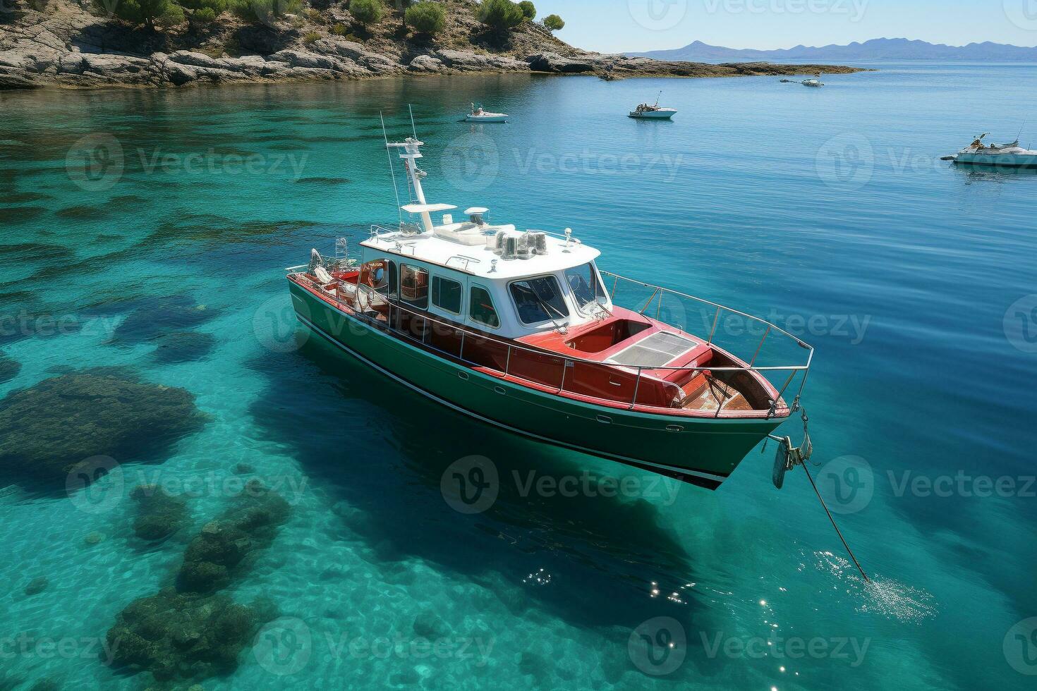 ai generiert minimalistisch Foto ein Schiff auf Meer