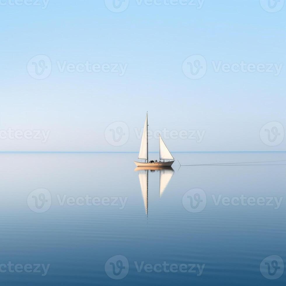 ai generiert minimalistisch Foto ein Schiff auf Meer