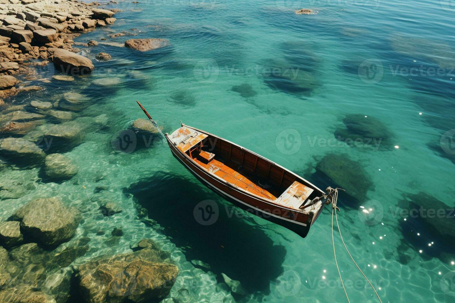 ai generiert minimalistisch Foto ein Schiff auf Meer