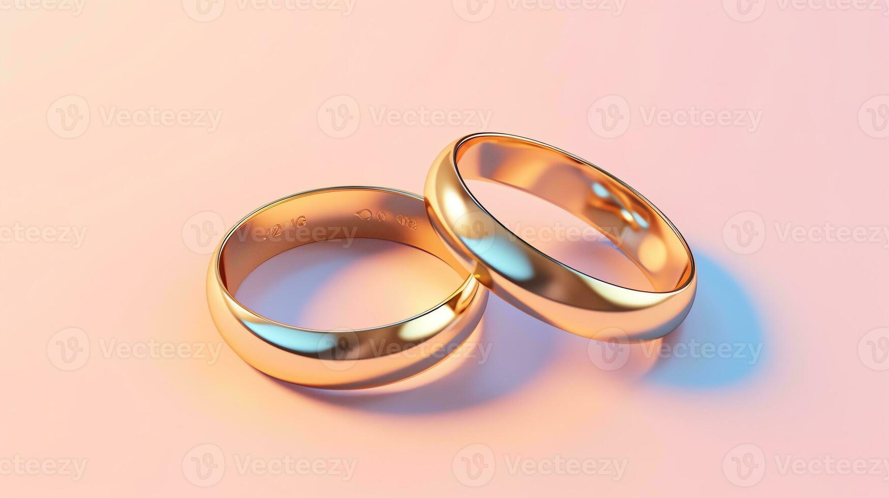 ai generiert Paar von Gold Hochzeit Ringe. glücklich Engagement Tag Konzept. ai generiert Bild foto