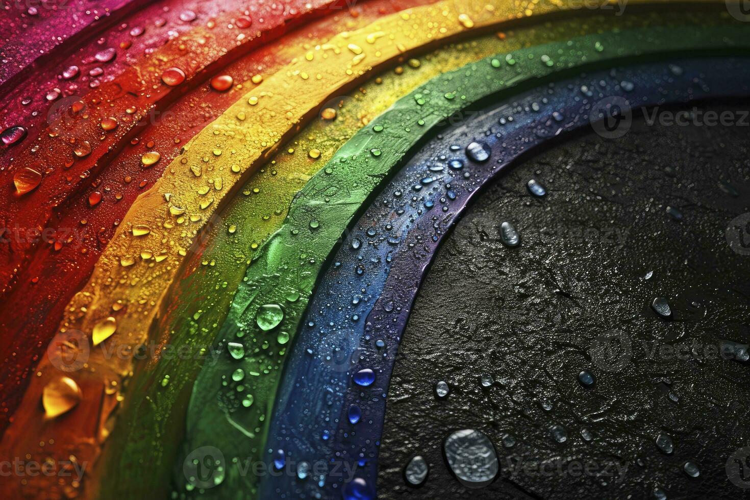 ai generiert schön detailliert Regenbogen gegen ein tief schwarz Hintergrund foto