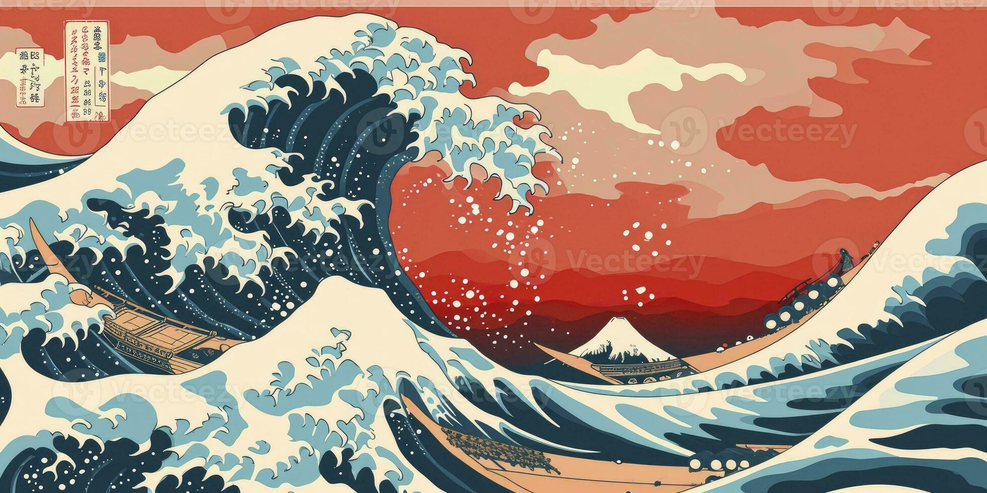 ai generiert japanisch Wasser Welle nahtlos Hintergrund. Illustration foto